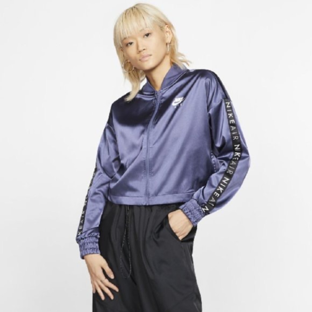 New Nike Air Women's Satin Track Jacket  Purple BLUE